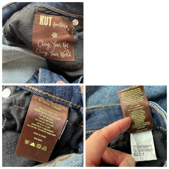 Kut From The Kloth Fray Cuff Cropped Jean Dark Blue Size 4 Catherine Boyfriend - Picture 4 of 9